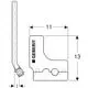 Technisches Zeichnungsdiagramm eines T-Stücks für Metallrohr-Anschluss mit Dämmbox und Eurokonus-Anschluss, gekennzeichnet mit der Marke Geberit.