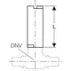 Technisches Diagramm einer Spindelverlängerung für Kugelhahn, dargestellt in seitlicher Ansicht mit DNV Kennzeichnung, aus dem Produktportfolio von Geberit.