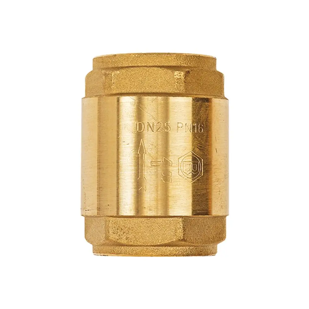Goldfarbene Metallmuffe mit durchgehender Innengewinde, versehen mit Markierungen und Symbolen. Flammco Produkt zur Verwendung in Rohrleitungssystemen.