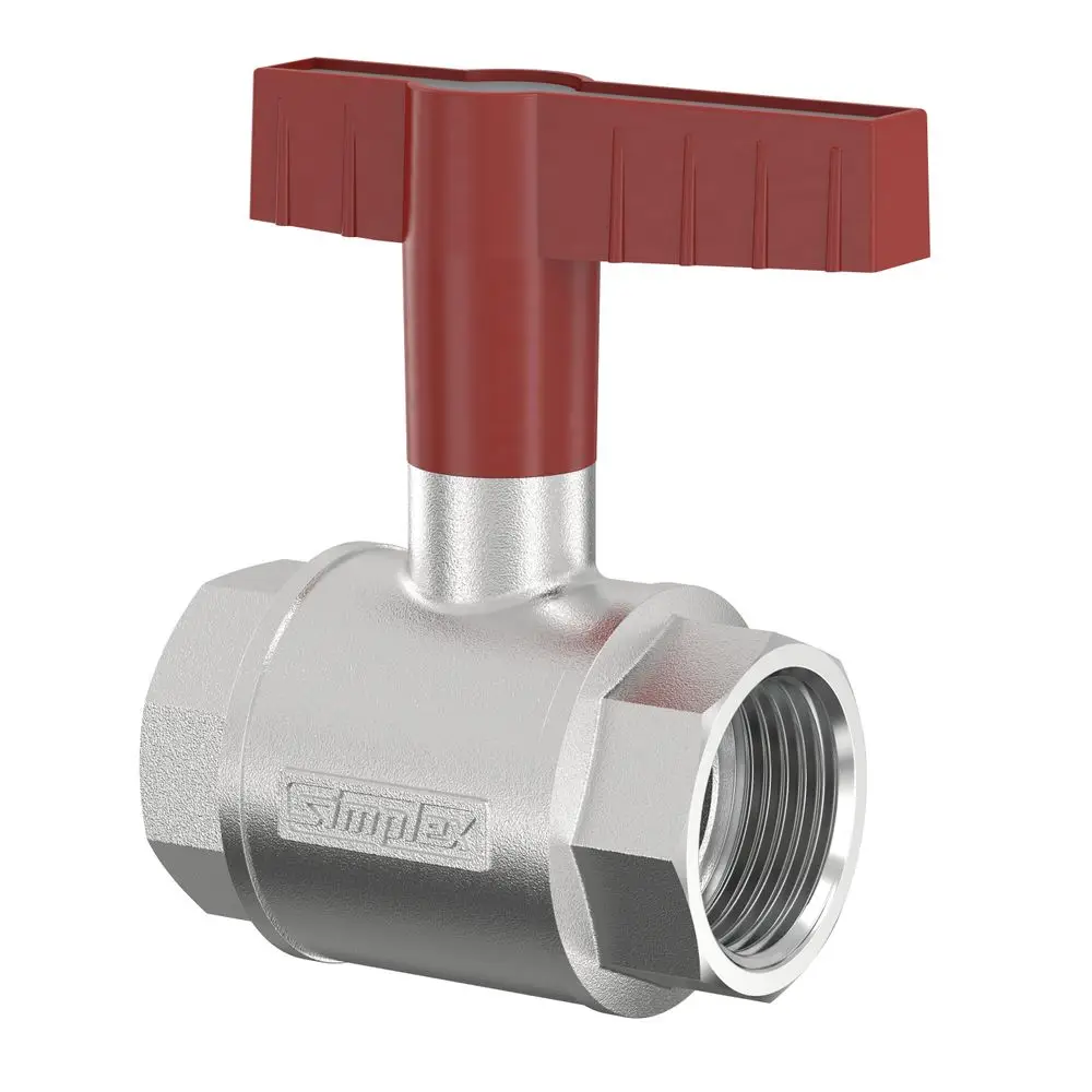 Kugelhahn mit rotem Flügelgriff und metallischem Körper, geeignet für Rohrleitungen. Produkt von Flamco.
