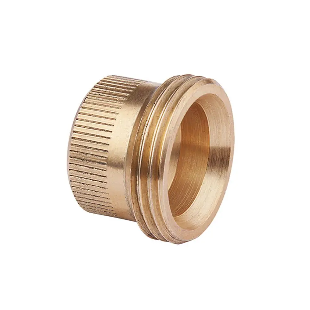 Adapter in Messing für Schlauchverbindungen, mit gerilltem Drehverschluss. Teil von Flamco-Produkten zur Verbindung von G1/4i auf G3/4a Eurokonus.