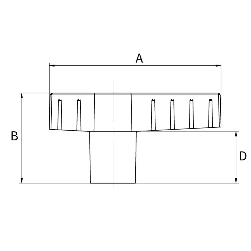 Flügelgriff in metallischer Ausführung, rot beschichtet, von Flamco. Abgebildet ist der Griff mit deutlich erkennbaren Rillen und einem mittigen Verbindungsteil.