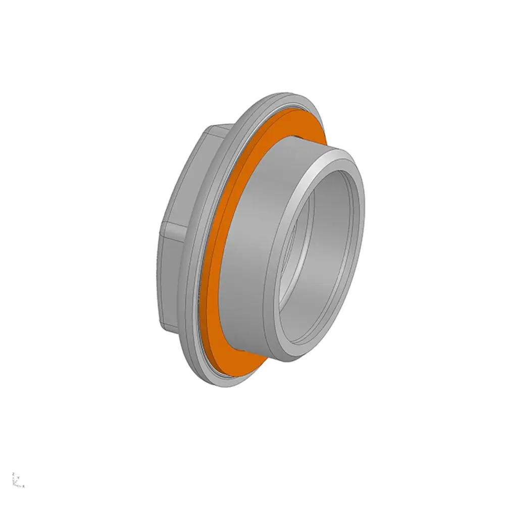 Flamco Flachdichtung für einen Radiatorstopfen, mit grauem Gehäuse und orangefarbenem Dichtungsring, zur Gewährleistung einer dichten Verbindung.