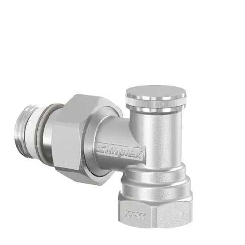 Flamco-Ventil mit einem schlanken, verchromten Design und einer Gewindeanschlussstelle, die eine stabile Verbindung in Rohrleitungssystemen ermöglicht.