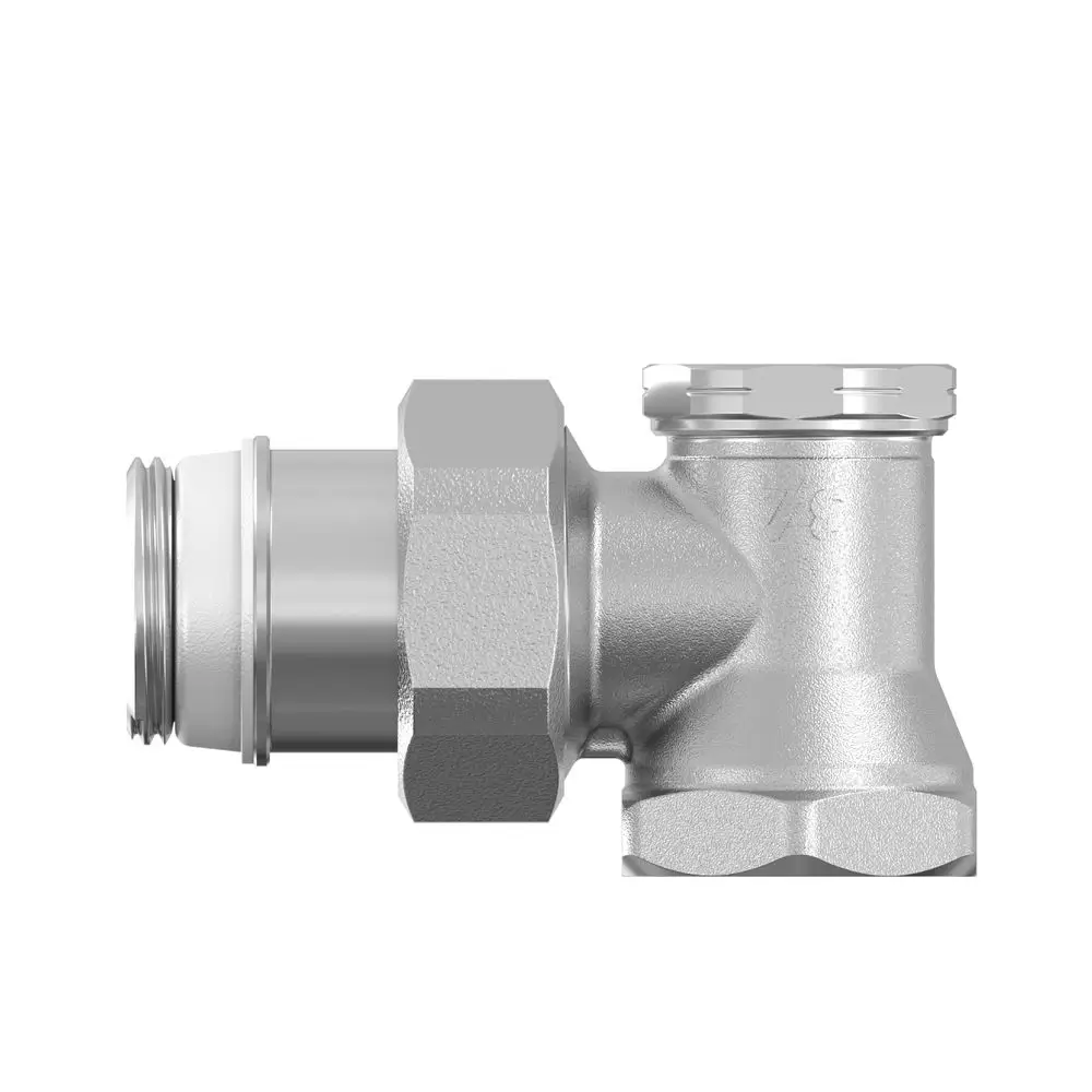Flamco-Produkt, ein Metallanschlussstück mit einer gewinkelten Form, das für die Verbindung von Rohren oder Schläuchen verwendet wird.
