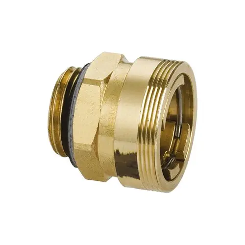 Goldfarbener Anschlussarmatur mit Gewinde und O-Ring, geeignet für Heizungs- oder Sanitärinstallationen.