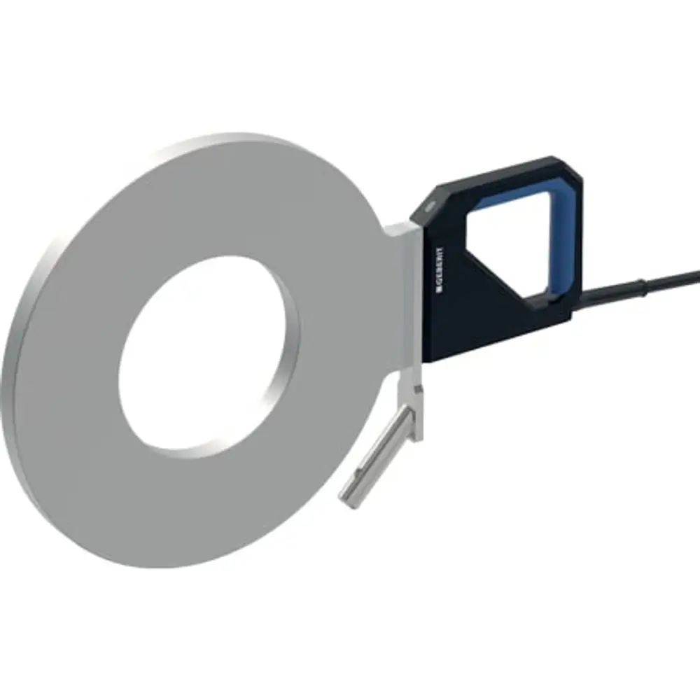 Schweißspiegel mit einem runden Metallaufsatz und einem Handgriff, der mit einem Kabel verbunden ist. Produkt von Geberit.