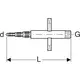 PushFit Rohrzieher von Geberit, schematische Darstellung mit Abmessungen für d, G und L, zeigt den Aufbau des Werkzeugs zur Rohrbearbeitung.
