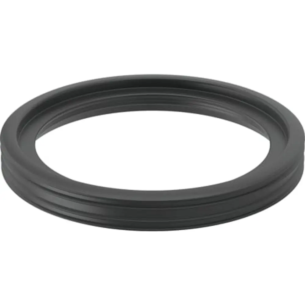 Lippendichtung von Geberit in schwarzer Farbe, mit symmetrischem Design, geeignet für verschiedene Anwendungen. Ringsymmetrische Form ohne erkennbare Maße.