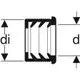 Manschette von Geberit, mit Innen- und Außendurchmesser, abgebildet in schematischer Darstellung zur Illustration der Anschlussmaße.