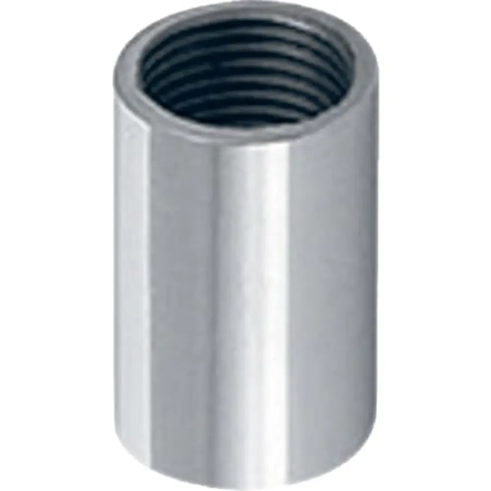 Verbindungsmuffe aus Metall mit Innengewinde, zur Verbindung von Rohrleitungen. Geeignet für Anwendungen in der Sanitärtechnik, Marke Geberit.