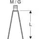 Geberit Schalungsbügel in schematischer Darstellung mit einem vertikalen, trapezförmigen Profil und einer Oberseite mit Gewinde. Höhenmaß L ist angegeben.