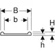 Zeichnung eines Einlegebands mit Abmessungen für Rohrschellen. Geberit Produkt zeigt B, b, H, und h zur Darstellung von Maßen und Funktionen.