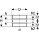 PE Doppelbundbüchse von Geberit mit klaren Dimensionen, bestehend aus zwei parallel angeordneten Rohren und verschiedenen Höhenmarkierungen zur genauen Installation.