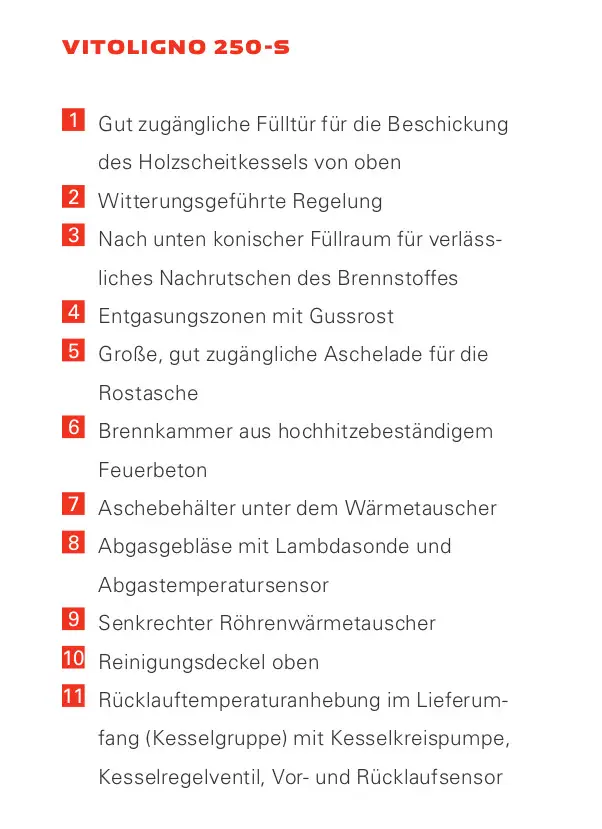 Scheitholzkessel von Viessmann mit gut zugänglicher Fülltür, konischem Füllraum, Brennkammer aus Feuerbeton und Aschebehälter unter dem Wärmetauscher.
