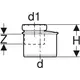 Exzentrische Reduktion mit einem Durchmesser oben und unten, schematisch dargestellt. Das Produkt stammt von Geberit. Maße sind nicht angegeben.