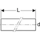 Geberit PE Rohr in rechteckiger Form mit Maß L und d, dargestellt durch einen einfachen Strichzeichnungsstil. Länge und Durchmesser sind als Linien markiert.