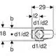 Geberit PE Sovent Formstück mit schematischer Darstellung von Abmessungen und Durchmessern. Technische Zeichnung ohne weitere Details.