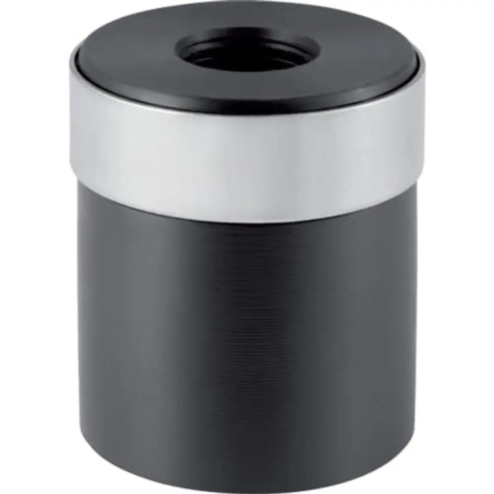 Schwarzer PE Übergang mit metallischem oberen Teil und Innengewinde. Produkt von Geberit, geeignet für Rohrverbindungen in Sanitärinstallationen.