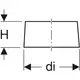 Geberit PE Stützring in rechteckiger Form mit den Abmessungen H und di, dargestellt in einem technischen Diagramm.