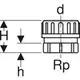 Geberit PE Übergangsstutzen mit Innengewinde und Quetschverschraubung, abgebildet in technischer Diagrammdarstellung mit nützlichen Maßangaben.