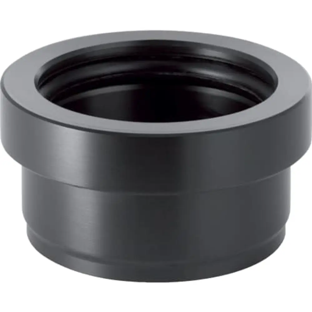 Schwarze PE Anschlusssteckmuffe mit Rundschnurring von Geberit, geeignet für Rohrverbindungen in der Sanitärinstallation. Klar definierte Kanten und Öffnung für Anschluss.
