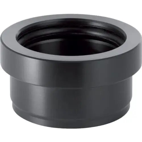 Schwarze PE Anschlusssteckmuffe mit Rundschnurring von Geberit, geeignet für Rohrverbindungen in der Sanitärinstallation. Klar definierte Kanten und Öffnung für Anschluss.
