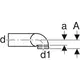 Geberit PE Anschlussbogen mit 90°-Winkel und Erweiterung, geeignet für Wand-WC, zeigt Anschlussgrößen und Form in schematischer Darstellung.