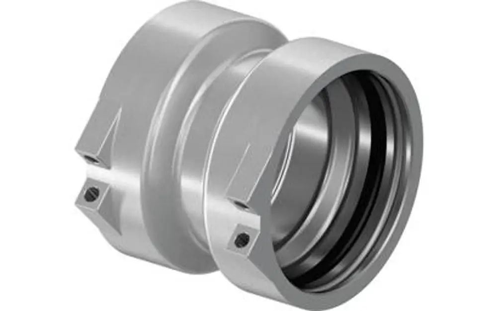 Kupplungsteil aus Metall mit Innengewinde und zwei seitlichen Vertiefungen. Produkt von Uponor für Verbindungsanwendungen in der Heizungs- und Sanitärtechnik.