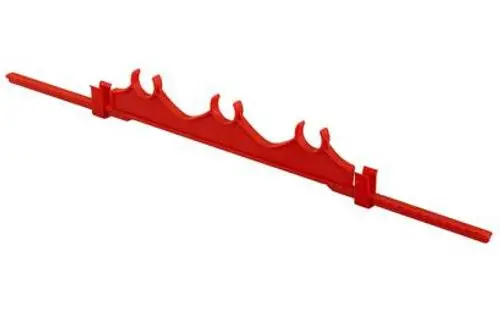 Roter Heizungs- oder Kühlsystem-Clip mit mehreren Haken zur Befestigung von Rohrleitungen in einer Flächenheizung oder -kühlung.
