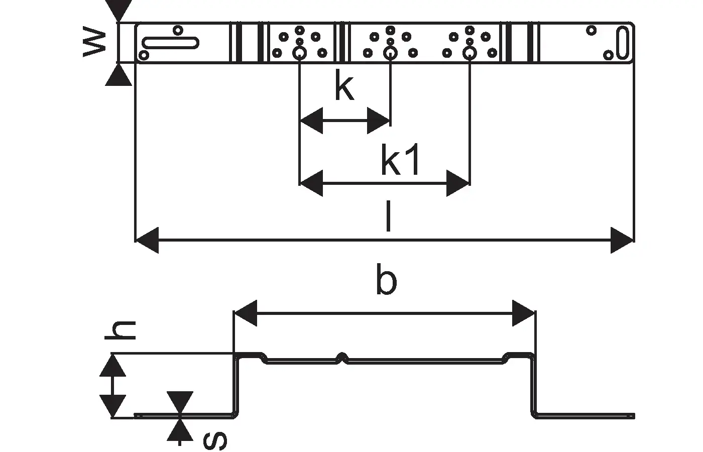 Montagewinkel mit verschiedenen Maßangaben und Aussparungen, dargestellt in einer technischen Zeichnung. Herstellerangabe: Uponor.