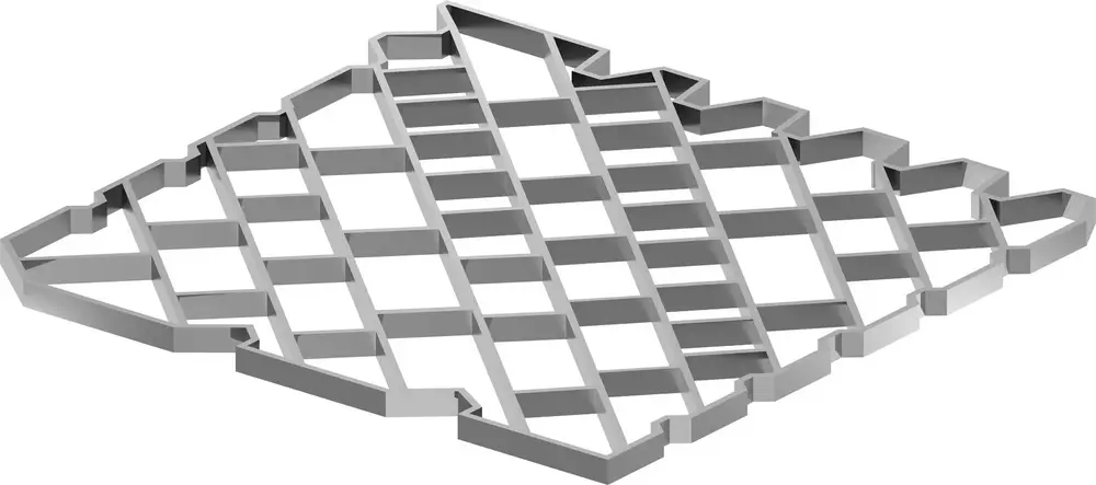 Gitterstruktur aus Kunststoff für modularen Einsatz, hergestellt von Uponor. Durch die offene Bauweise geeignet für den Einsatz in verschiedenen Anwendungen.