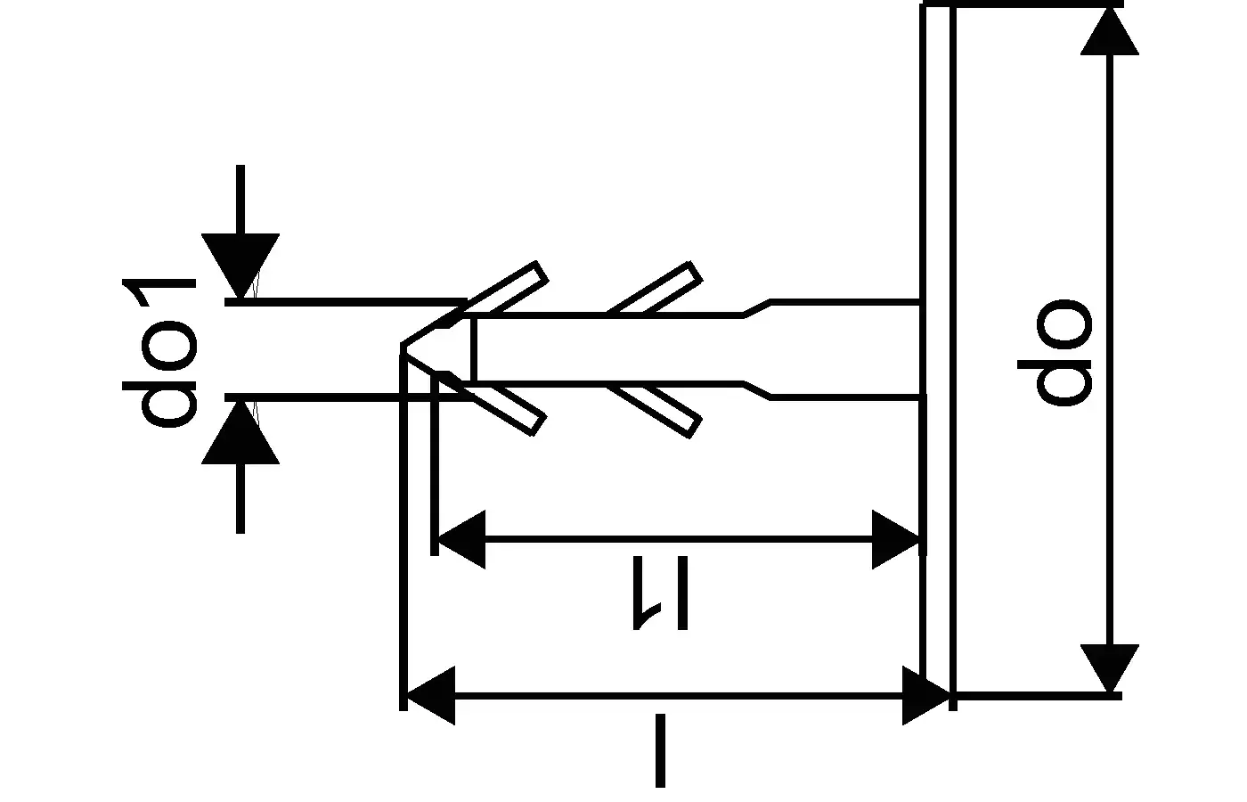 Multi Foliendübel mit einer flachen Fläche und zwei seitlichen Halteklammern, dargestellt in technischer Zeichnung. Hersteller: Uponor.