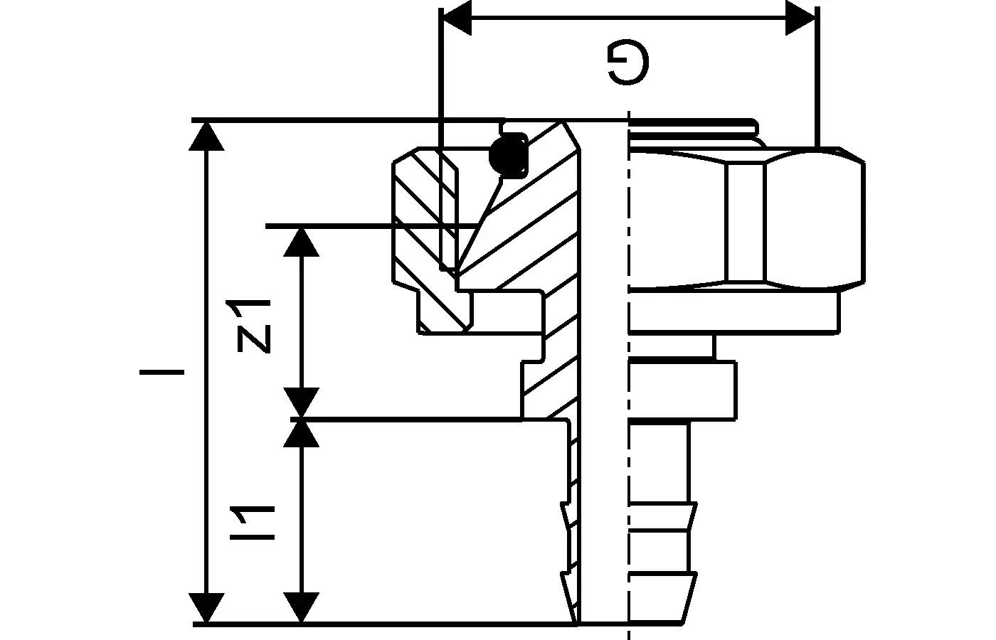 Schräges Schnittbild einer Verbindungselement mit anschließendem Anschluss, typisches Produkt von Uponor für die Installationstechnik.