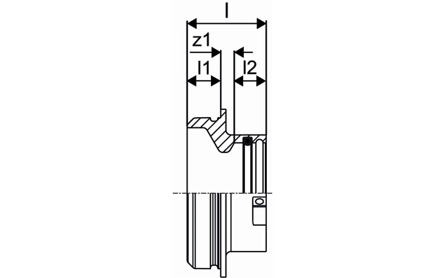 Technische Zeichnung einer Kupplung mit Abmessungen. Es handelt sich um ein Produkt von Uponor, dargestellt mit verschiedenen Maßen und Details zur Konstruktion.