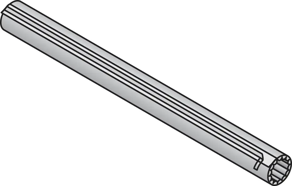 Schmale, zylindrische Hülse aus Metall mit gerillter Oberfläche, hergestellt von Uponor. Das Ende zeigt eine Öffnung zur Befestigung oder Verbindung.