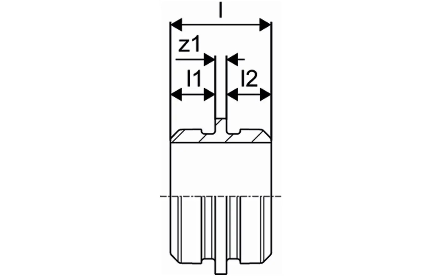 Distanzadapter von Uponor mit zwei Anschlussöffnungen und Maßlinien, zur Verwendung in Rohrsystemen, um die Verbindung von Rohren zu unterstützen.