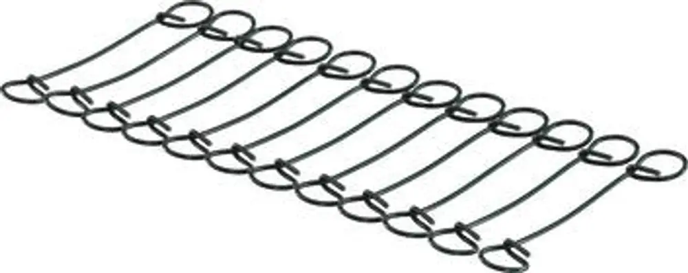 Schwarze Mattenbinder in mehreren Reihen angeordnet, zur Befestigung von Matten geeignet. Produkt von Uponor.