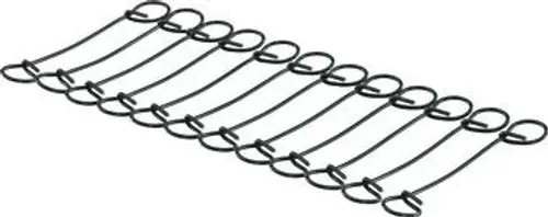 Schwarze Mattenbinder in mehreren Reihen angeordnet, zur Befestigung von Matten geeignet. Produkt von Uponor.