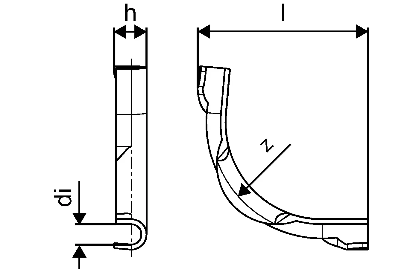 Rohrführungsbogen aus Kunststoff mit gebogenem Design, geeignet für Rohrverbindungen. Produkt von Uponor, zeigt seitliche und frontale Ansichten.