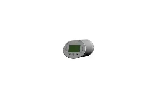 Thermostatkopf von Uponor mit digitalem Display und Bedientasten, in runder Form. Ideal zur Temperaturregelung in Heizsystemen.