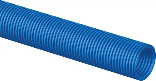 Schlauch in Blau mit gerissener Oberfläche, hergestellt von Uponor. Der Schlauch ist für verschiedene Anwendungen geeignet und zeigt eine durchgehende Struktur.