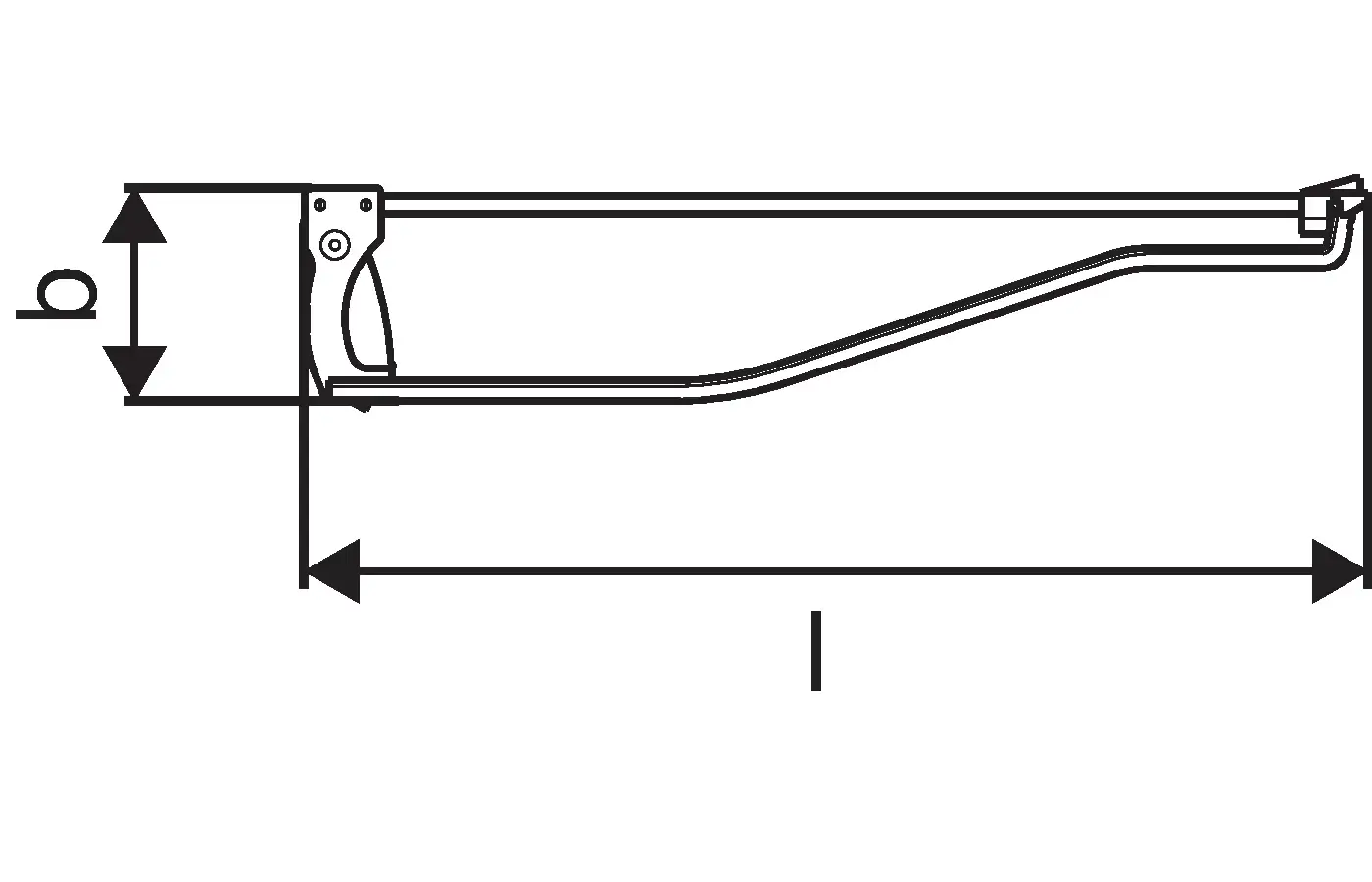 Zeichnung eines Montagesystems mit einem Clip und einer langen, geraden Komponente, typischerweise für die Installation von Uponor-Produkten.