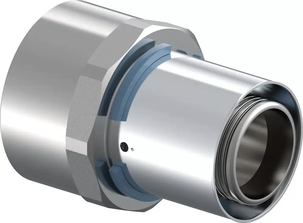Stahlmuffe mit glattem Oberflächenfinish, geeignet für Rohrverbindungen. Produkt von Uponor für den Einsatz in Heizungs- oder Sanitärinstallationen.