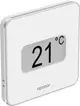 Weißer Temperatursensor mit großem Display, zeigt 21 °C an. Marke: Uponor. Kompakt und für Wandmontage geeignet.