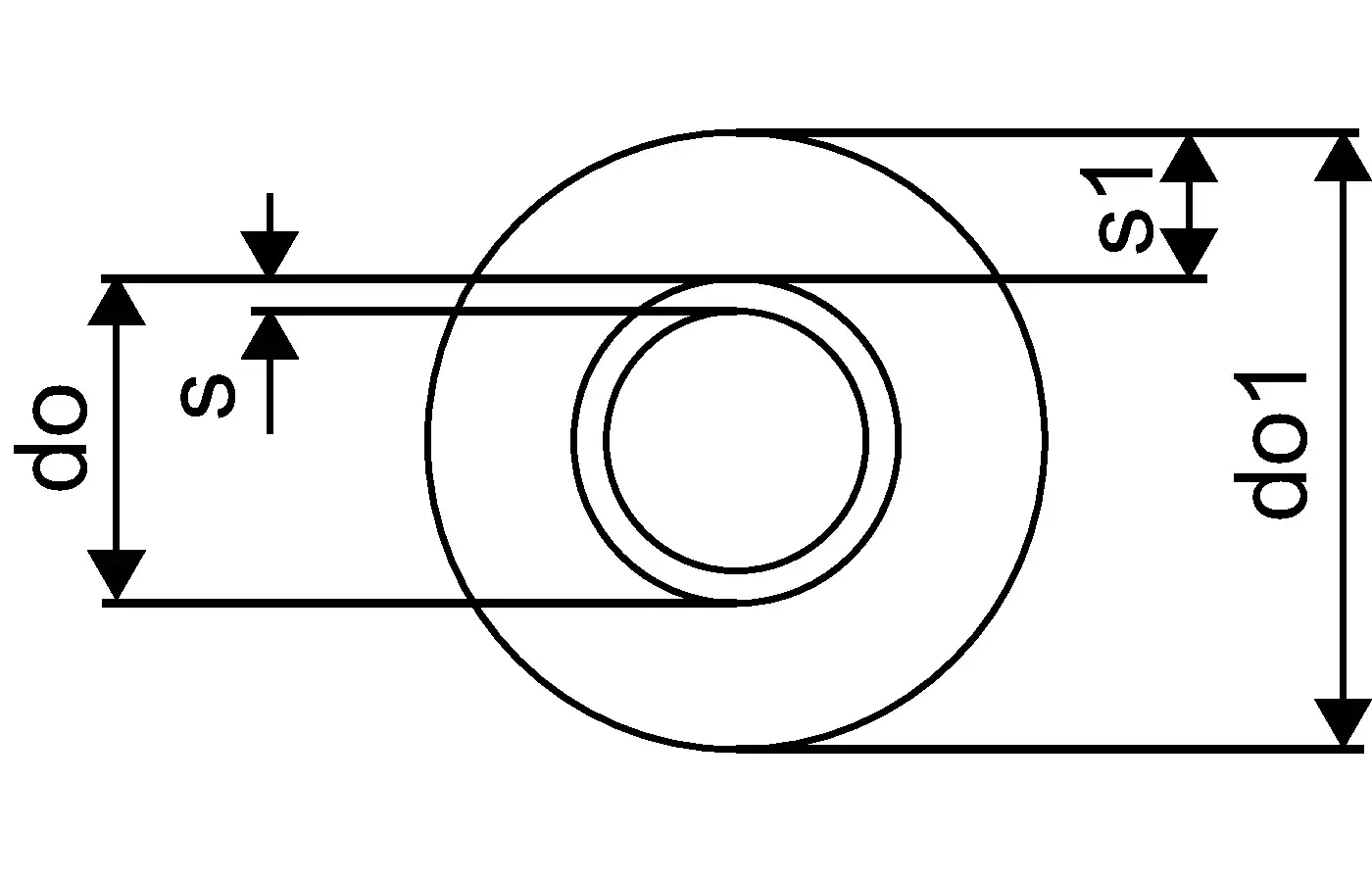 Weißer, vorgedämmter Rohrisolator mit rundem Querschnitt und Innenöffnung. Abgebildet ist eine schematische Zeichnung mit Maßangaben. Produkt von Uponor.