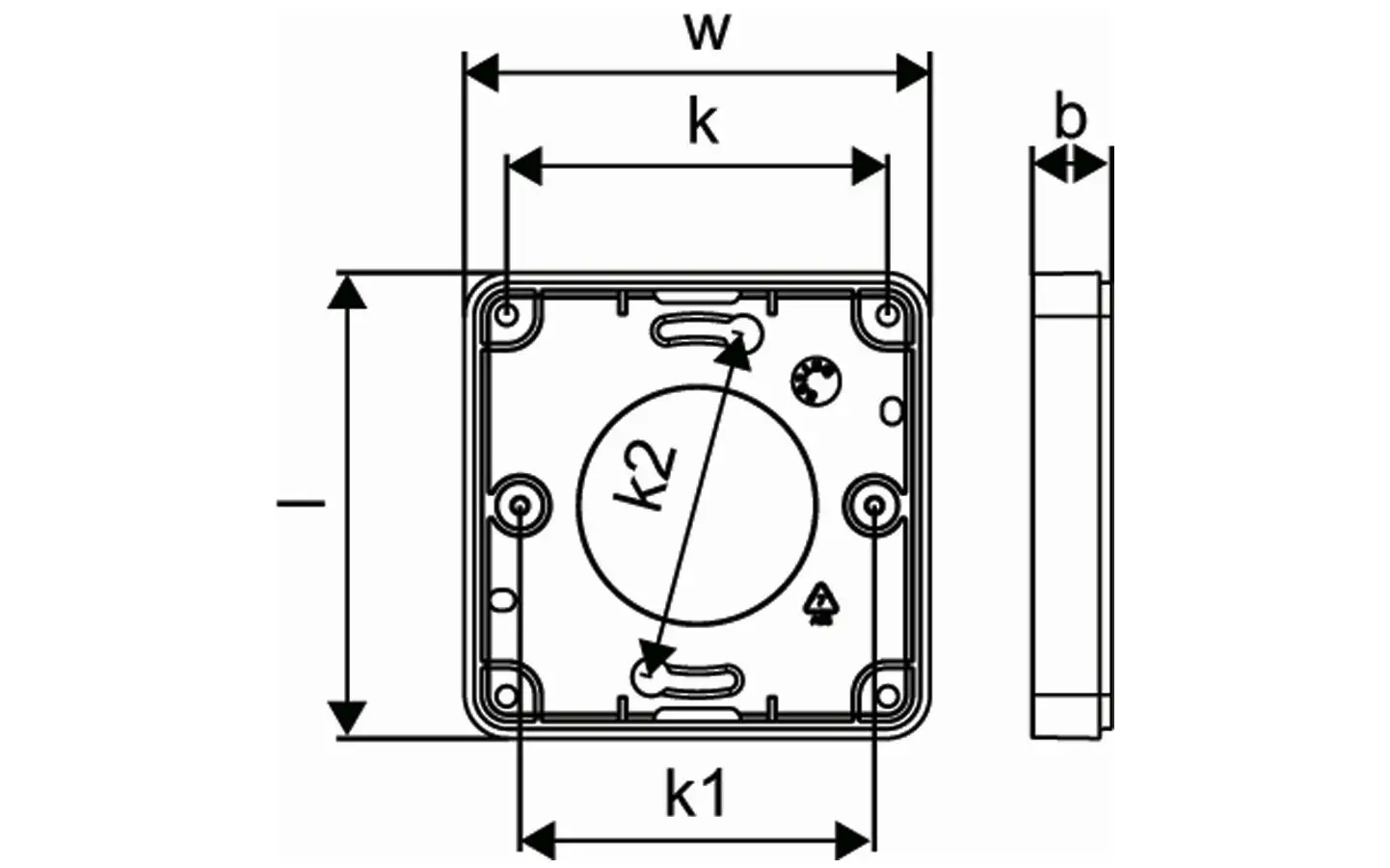 Wandrahmen zur Montage eines Smatrix-Systems, hergestellt von Uponor. Die technische Zeichnung zeigt Maße und Details zur Installation.