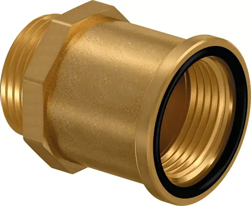 Messingmuffe mit Innengewinde und Dichtung. Kompatibel mit Uponor Systemen für Rohrverbindungen. Geeignet für Sanitär- und Heizungsinstallationen.