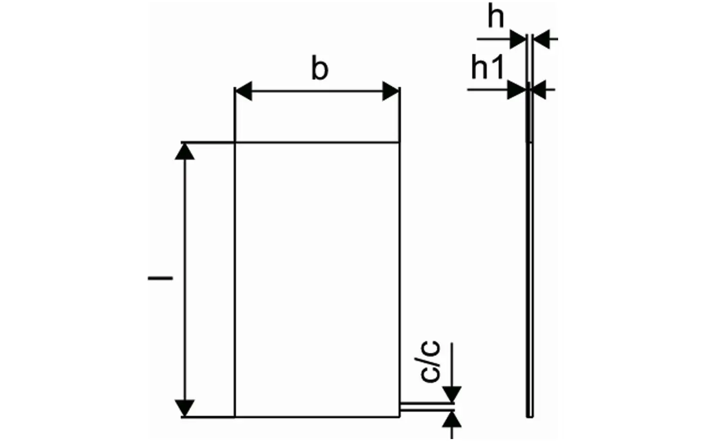 Schlichtes Wandpanel mit klaren Linien und spezifischen Maßen. Das Produkt gehört zur Uponor-Serie und zeigt eine einfache rechteckige Form ohne zusätzliche Muster.