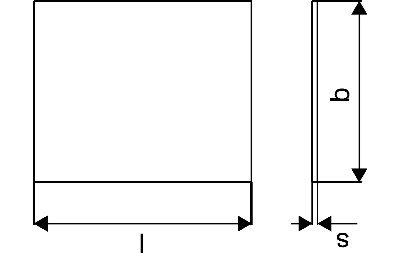 Weißes Plattenelement mit gerader Kante und zwei seitlichen Maßen. Angegeben sind Maße mit der Beschriftung "s". Produkt von Uponor.